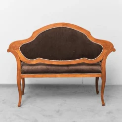 Pamono Brown Velvet and Wood Entrance Sofa Bench, 1950s Discount