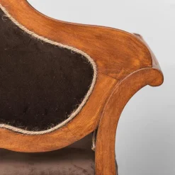 Pamono Brown Velvet and Wood Entrance Sofa Bench, 1950s Discount