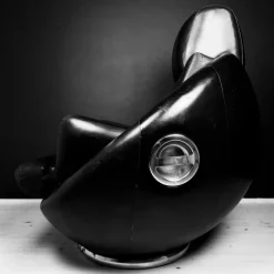 Pamono Brutalist Black Armchair from Boris Krstulović, Yugoslavia, Croatia, 1970s Online