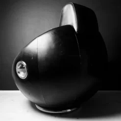 Pamono Brutalist Black Armchair from Boris Krstulović, Yugoslavia, Croatia, 1970s Online