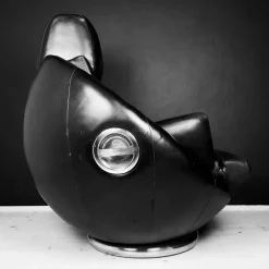 Pamono Brutalist Black Armchair from Boris Krstulović, Yugoslavia, Croatia, 1970s Online