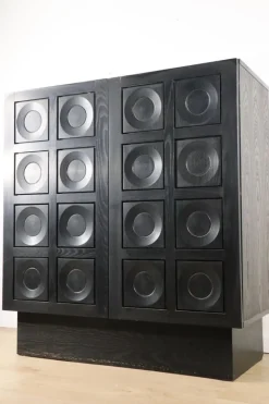 Pamono Brutalist Blackened Wood Sculptural Sideboard Cabinet, 1970s Outlet