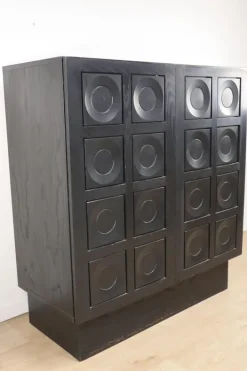 Pamono Brutalist Blackened Wood Sculptural Sideboard Cabinet, 1970s Outlet