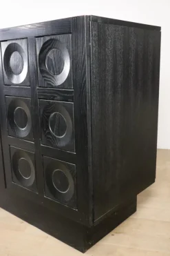 Pamono Brutalist Blackened Wood Sculptural Sideboard, 1970s Best