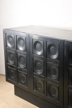 Pamono Brutalist Blackened Wood Sculptural Sideboard, 1970s Best