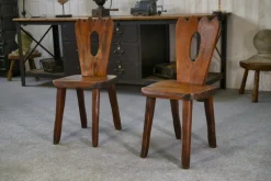 Pamono Brutalist Chairs in Elm from Aranjou, 1960s, Set of 2 Clearance