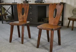 Pamono Brutalist Chairs in Elm from Aranjou, 1960s, Set of 2 Clearance