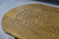 Pamono Brutalist Coffee Table in Oak and Wrought Iron, 1950s Clearance