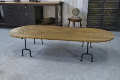 Pamono Brutalist Coffee Table in Oak and Wrought Iron, 1950s Clearance