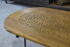 Pamono Brutalist Coffee Table in Oak and Wrought Iron, 1950s Clearance
