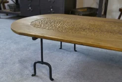 Pamono Brutalist Coffee Table in Oak and Wrought Iron, 1950s Clearance
