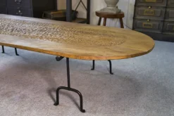 Pamono Brutalist Coffee Table in Oak and Wrought Iron, 1950s Clearance