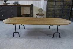 Pamono Brutalist Coffee Table in Oak and Wrought Iron, 1950s Clearance