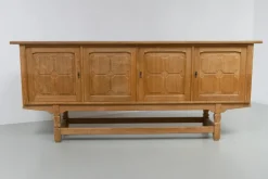 Pamono Brutalist Danish Low Oak Sideboard attributed to Henning Kjærnulf, 1960s