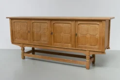 Pamono Brutalist Danish Low Oak Sideboard attributed to Henning Kjærnulf, 1960s