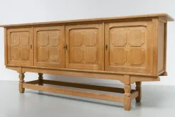 Pamono Brutalist Danish Low Oak Sideboard attributed to Henning Kjærnulf, 1960s