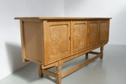 Pamono Brutalist Danish Low Oak Sideboard attributed to Henning Kjærnulf, 1960s
