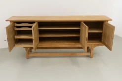 Pamono Brutalist Danish Low Oak Sideboard attributed to Henning Kjærnulf, 1960s