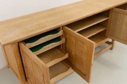 Pamono Brutalist Danish Low Oak Sideboard attributed to Henning Kjærnulf, 1960s