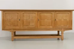 Pamono Brutalist Danish Low Oak Sideboard attributed to Henning Kjærnulf, 1960s