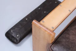 Pamono Brutalist Light Oak and Dark Leather Sofa by Harry de Groot for Leolux, 1970s Discount