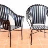 Pamono Brutalist Modernist Sculptural Iron Strap Garden Armchairs, 1980s, Set of 2 Sale