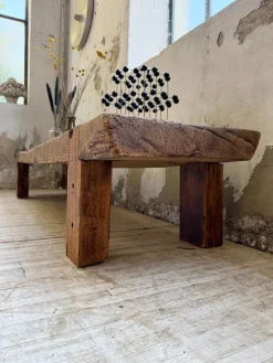 Pamono Brutalist Oak Coffee Table Bench, 1950s Sale