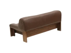 Pamono Brutalist 2-Seater Sofa in Brown Leather with Wengé Wood Frame, 1970s Discount