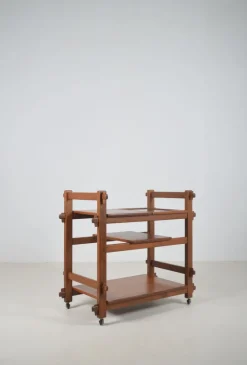 Pamono Brutalist Serving Trolley with Interchangeable Trays, 1970s Hot