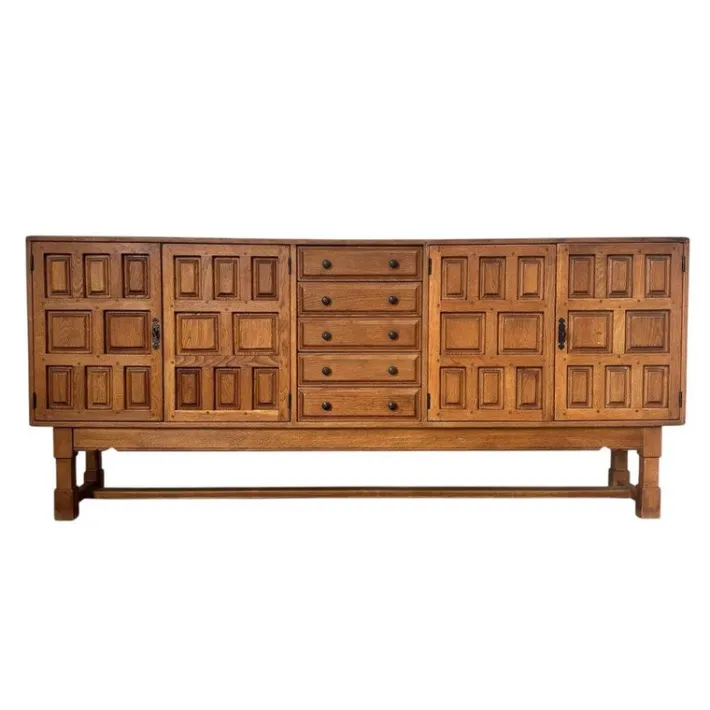 Pamono Brutalist Style Spanish Sideboard in Oak, 1970s Clearance