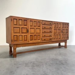 Pamono Brutalist Style Spanish Sideboard in Oak, 1970s Clearance