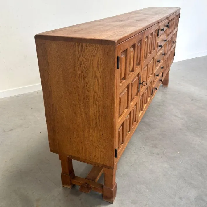 Pamono Brutalist Style Spanish Sideboard in Oak, 1970s Clearance