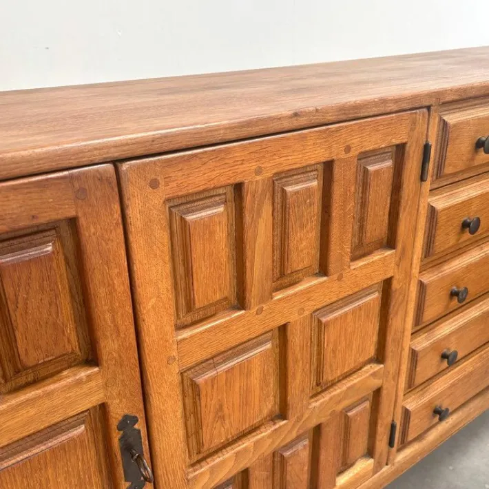 Pamono Brutalist Style Spanish Sideboard in Oak, 1970s Clearance
