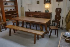 Pamono Brutalist Table Set with Bench, 1960s, Set of 2 Clearance
