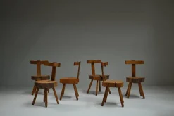 Pamono Brutalist Tree Trunk Chairs, France, 1970s, Set of 6 Outlet