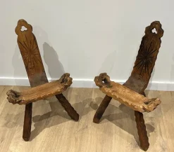 Pamono Brutalist Tripod Low Chairs, Set of 2 Clearance