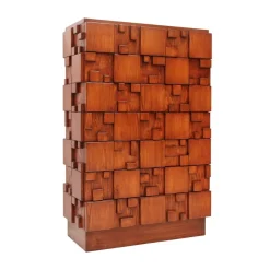 Pamono Brutalist Wooden Chest of Drawers, Italy, 2010s Clearance