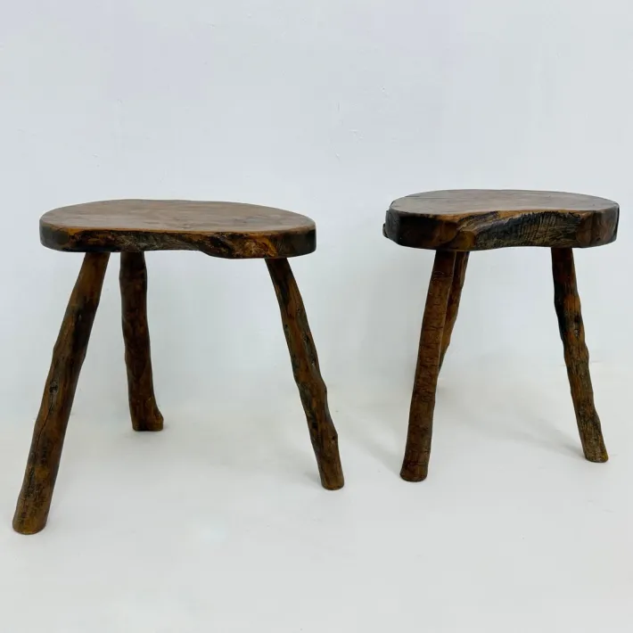 Pamono Brutalist Wooden Side Table, 1970s, Set of 2 Sale