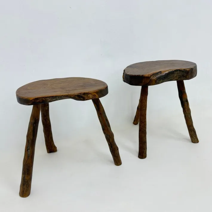 Pamono Brutalist Wooden Side Table, 1970s, Set of 2 Sale
