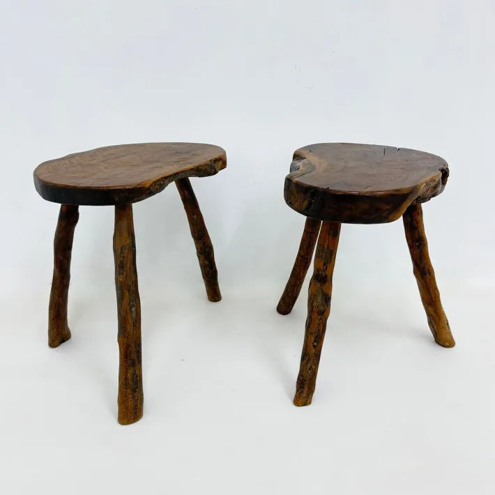 Pamono Brutalist Wooden Side Table, 1970s, Set of 2 Sale
