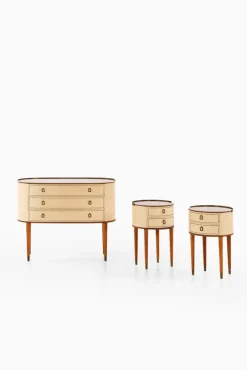 Pamono Bureau in Mahogany and White Artificial Leather attributed to Halvdan Pettersson, 1950s Clearance