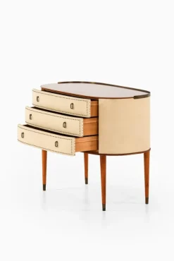 Pamono Bureau in Mahogany and White Artificial Leather attributed to Halvdan Pettersson, 1950s Clearance