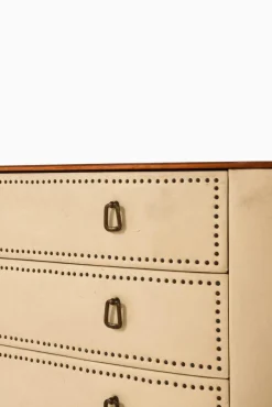 Pamono Bureau in Mahogany and White Artificial Leather attributed to Halvdan Pettersson, 1950s Clearance
