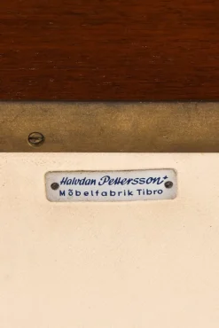 Pamono Bureau in Mahogany and White Artificial Leather attributed to Halvdan Pettersson, 1950s Clearance