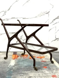 Pamono Caesar Lacquer Wooden Food Cart by Cesare Lacca, 1950s Outlet