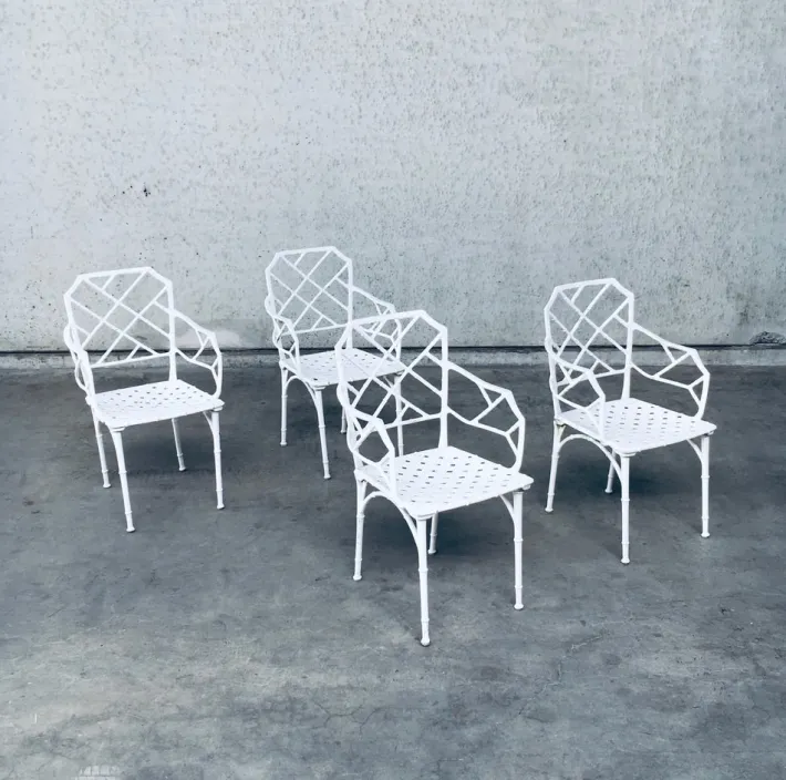 Pamono Calcutta Outdoor Armchair in Faux Bamboo by Hall Bradley for Brown Jordan, 1960s, Set of 4 Clearance