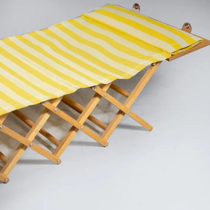Pamono Camp Cot in Wood and Yellow Canvas, 1960s Outlet