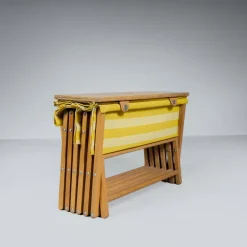 Pamono Camp Cot in Wood and Yellow Canvas, 1960s Outlet
