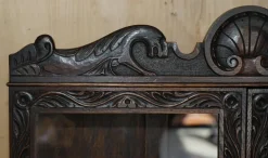 Pamono Carved English Oak Library Desk with Lions Head Brass Handles, 1860s New