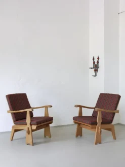 Pamono Carved Pine Lounge Chairs, Scandinavia, 1970s, Set of 2 New